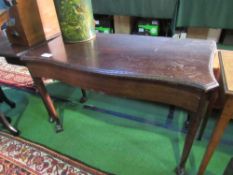 Mahogany side table with frieze drawer, curved sides & front, ball & claw feet. 110cmx x 56cms x