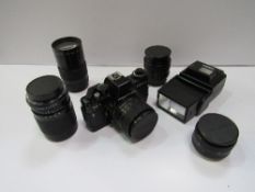 Praktica BCI camera & lens & 4 other Praktica pentacon lenses, straps, flash units, filters etc.