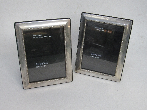 2 sterling silver photo frames, 13cm x 9cm (ex John Lewis, boxed)