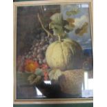 Framed & glazed Victorian chromolithograph 'Choice Fruit' by George Lance, 1856. Price guide £10-