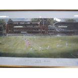 Framed & glazed limited edition print of The Ashes '89 'The Lords' Test', 349/850. Price guide £15-