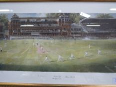 Framed & glazed limited edition print of The Ashes '89 'The Lords' Test', 349/850. Price guide £15-
