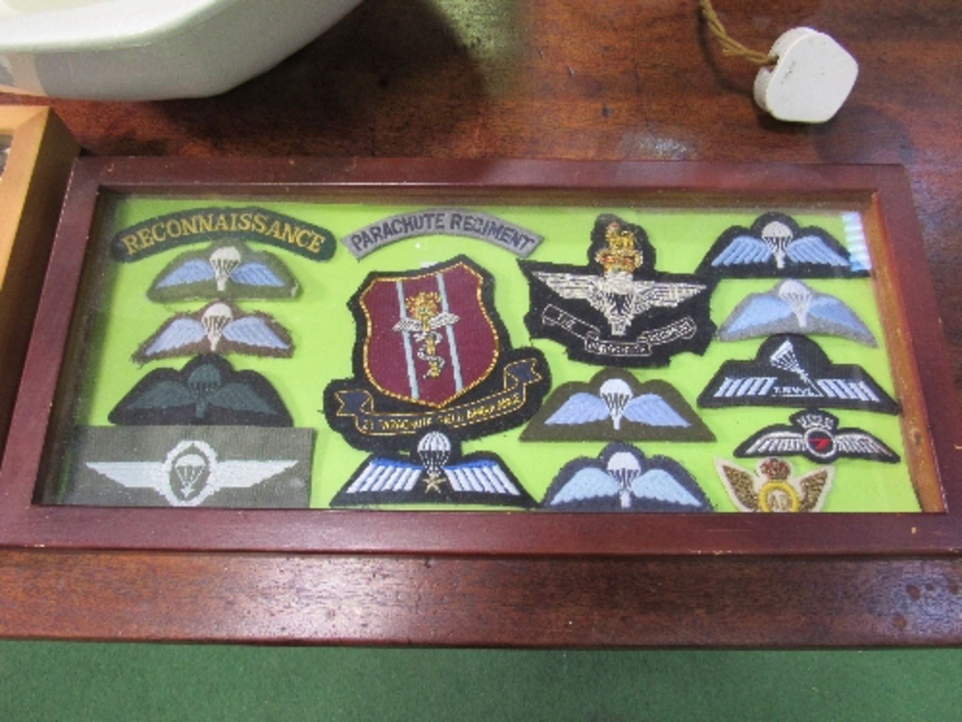 2 framed collections of military badges in fabric. Price guide £10-20. - Image 2 of 2