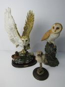 Country Artists owlet, the Juliana collection owl & squirrel & another owl figurine