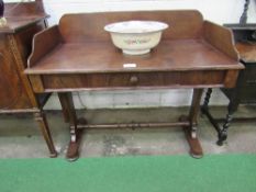 Mahogany server with upstand & frieze drawer on turned stretcher, 45” x 22” x 36” high. Price