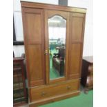 Edwardian inlaid mahogany wardrobe with mirror door & drawer to base, 120cms x 46cms x 198cms. Price