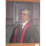 Large oil on canvas portrait 'Dr Kenneth Biss' by Edwin Greenman (1909 - 2017). Price guide £20-40.