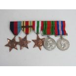 5 WWII medals; Defence medal, general service medal, Italy Star, Africa Star - 1st Army bar, 1939-45