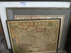 Hand coloured, later issue, map of Kent by John Norton & John Speed together with 2 later issue maps