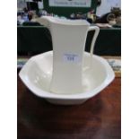 Newhall china wash jug & bowl. Price guide £5-10.