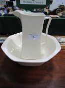 Newhall china wash jug & bowl. Price guide £5-10.