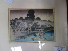 2 framed & glazed Japanese wood block prints. Price guide £10-20.