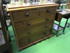 Pine chest of 2 over 3 drawers, 102cms x 52cms x 98cms. Price guide £20-40.