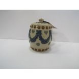 Royal Doulton silicon ware tobacco jar, decorated with swags. Original lid. Price guide £10-15.