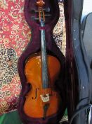 3/4 cello by Gear 4 Music with fitted case & bow. Good condition. Price guide £50-60.