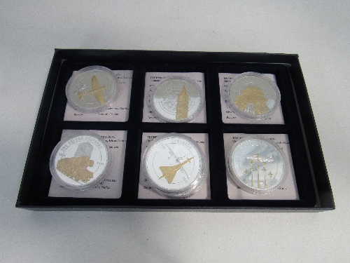 Windsor Mint 7x cu silver plated with spot gold 32g coins - Icons of a Nation (2 Spitfires)