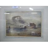 Framed & glazed Turner print, 'Colchester, Essex' circa 1825. Price guide £5-10.