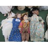 4 various porcelain dolls. Price guide £40-60.