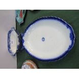 Large Copeland Spode blue & white tureen (no lid) & large blue & white meat dish by Handley, 20""