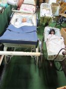 A porcelain doll in a small vintage pram & a porcelain doll in a City Pram Co Ltd pram. Price