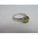 18ct white gold yellow diamond solitaire ring, diamond at least 1.25 carat, size N, wt 4.0gms. Price