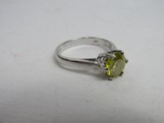 18ct white gold yellow diamond solitaire ring, diamond at least 1.25 carat, size N, wt 4.0gms. Price