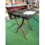 Late Victorian mahogany folding Campaign desk or carriage desk c/w Moroccan leather fittings.