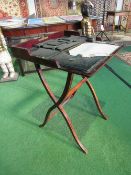 Late Victorian mahogany folding Campaign desk or carriage desk c/w Moroccan leather fittings.