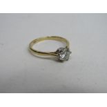 18ct gold diamond solitaire ring, approx 3/4 carat diamond, size S1/2, wt 3.2gms. Price guide £850-