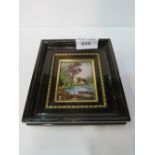Framed Limoges enamel plaque. Price guide £70-80.