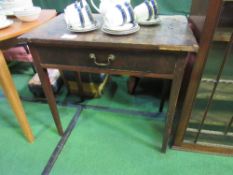 Veneer occasional table with frieze drawer, 76cms x 45.5cms x 71cms. Price guide £5-10.