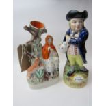 Staffordshire Toby jug 'Hearty Good Fellow' circa 1850 & Staffordshire Red Riding Hood flat back