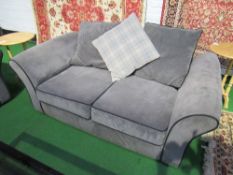 2 grey upholstered sofas & scatter cushions, 163cms x 85cms x 62cms & 190cms x 85cms x 62cms.