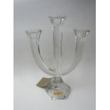 Nachtmann glass 3 branch candelabra. Price guide £10-20.
