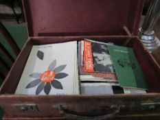 Small leather suitcase containing theatre programmes. Price guide £10-15.