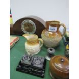 A Doulton Lambeth hunting jug, a Buchan stoneware jug, a Wood's tobacco jar in wooden pot, a pen &