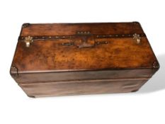 An early 20th century Louis Vuitton Malle Ideal trunk in natural cowhide leather. Original lock,