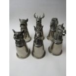 6 Gucci silver plated hunting cups. Price guide £650-700.