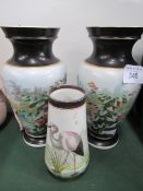 Pair of continental porcelain vases & 1 other