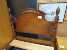 Mahogany single bedstead with decorative head & footboards, 198cms x 99cms. Price guide £20-40.