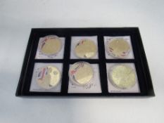 Windsor Mint 6x cu gold plated with pad print & Swarovski coins, 32g - Life of Queen Elizabeth II,