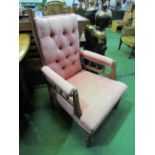 Edwardian open armchair with button back upholstery. Price guide £10-20.