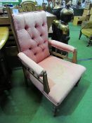 Edwardian open armchair with button back upholstery. Price guide £10-20.
