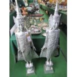 2 silver painted Asian figurines