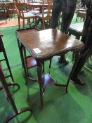 Carved mahogany display table on curved tapered legs, 45cms x 44cms x 69cms & another display table,