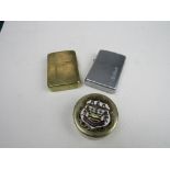 2 Zippo lighters & silver plated trinket box with the Arms of Blackpool Corporation on lid. Price