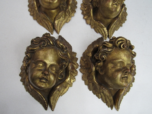 4 gilded cherub's faces. Price guide £80-100. - Image 2 of 3