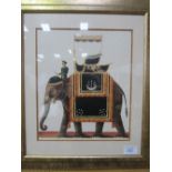 A pair of gilt framed & glazed prints of Indian elephants. Price guide £20-30.