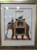 A pair of gilt framed & glazed prints of Indian elephants. Price guide £20-30.