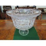 Large crystal glass punch bowl, 35cms diameter & a crystal glass stand, 15.5cms high. Price guide £